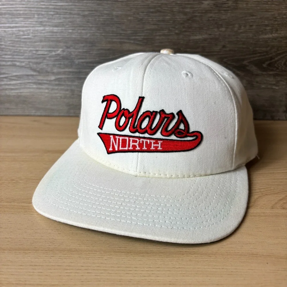 Vintage North High School Polars Hat Cap Snap Back White St Paul Minneapolis